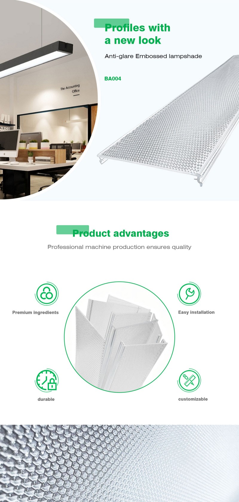 Polycarbonate Embossed Extruded Lampshade