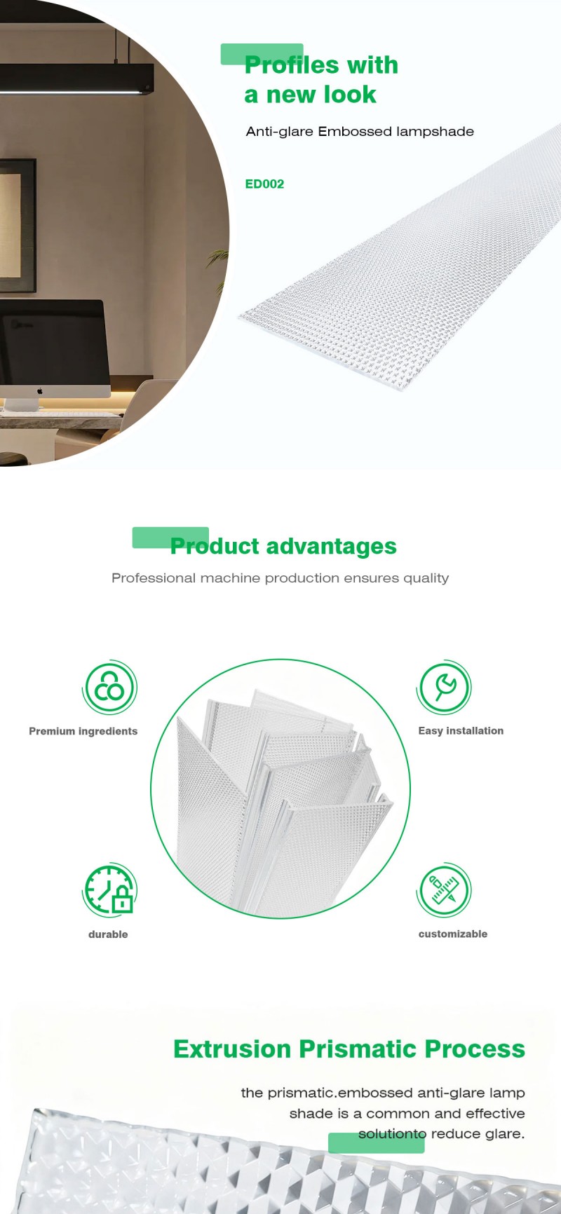 Polycarbonate Prism Extruded Lampshade
