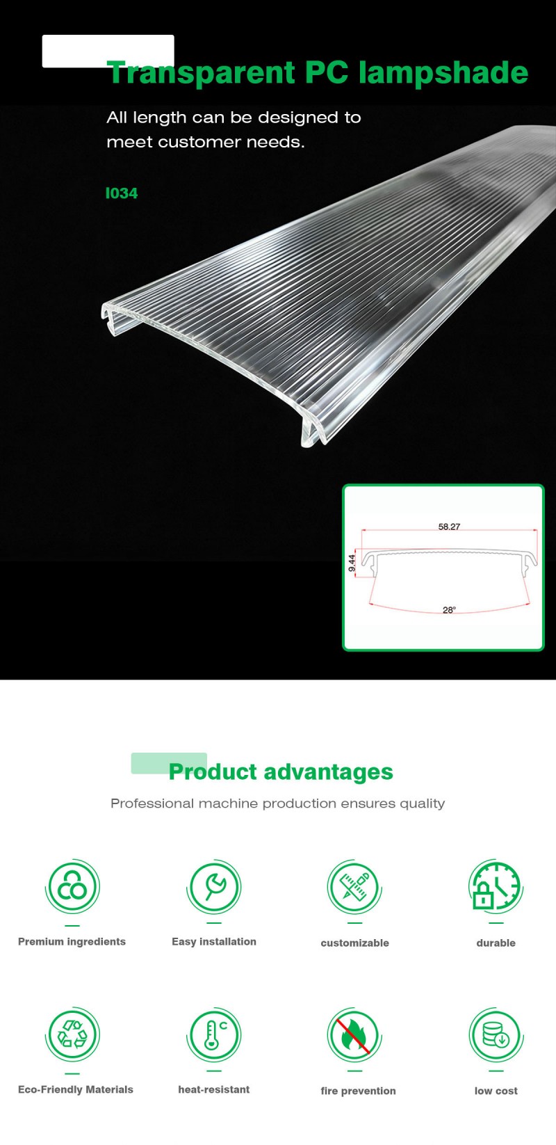 Polycarbonate Transparent Extruded Lampshade