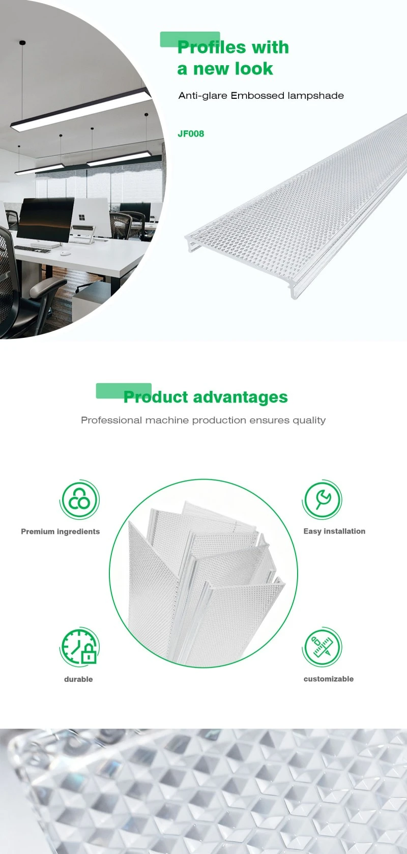 Acrylic Anti-Glare Extrusion Lampshade