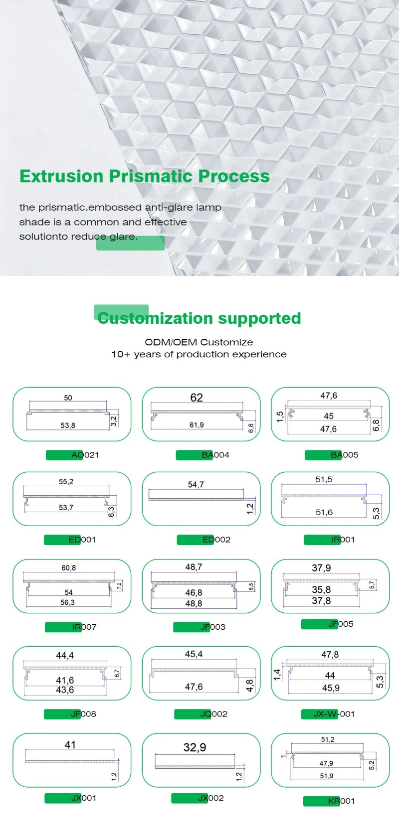 Acrylic Anti-Glare Extrusion Lampshade