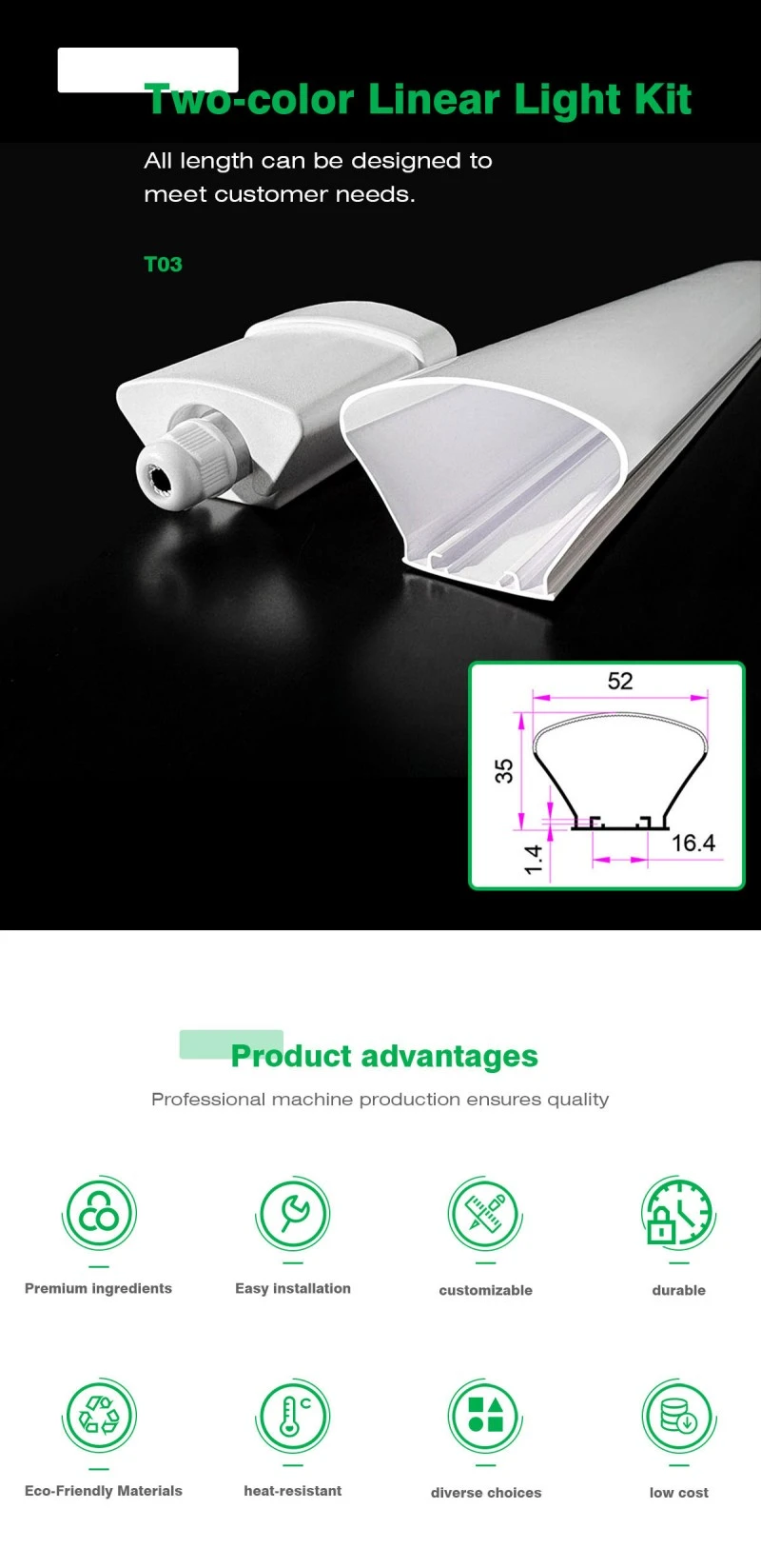 Linear Strip Light Housing Kit