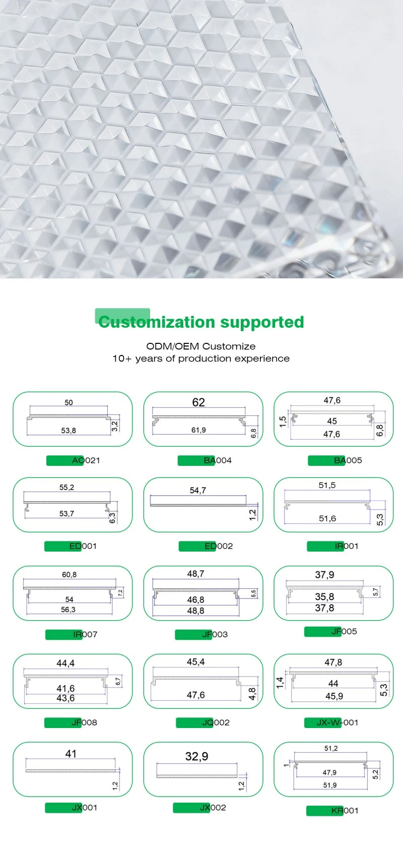 Polycarbonate Diamond Pattern Extruded Lampshade
